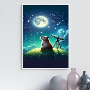 Quadro Decorativo Astronomia - Capivara 24X18Cm
