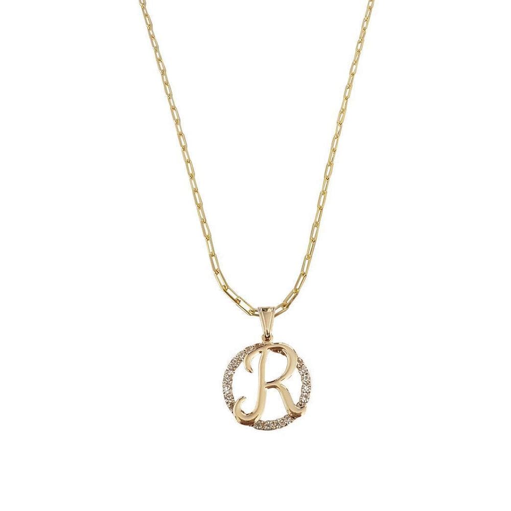 Colar Corrente 60 Cm Feminina Pingente Letra R Banhado Ouro