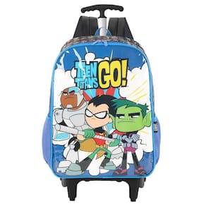Mochila Jovens Titãs Rodinhas Escolar Teen Titans - Azul
