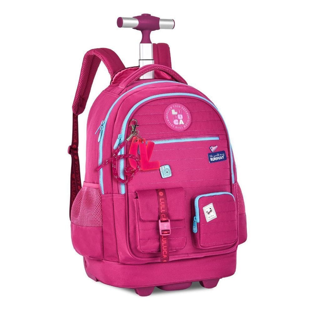 Mochila De Rodinhas Luluca Juvenil Escolar Meninas - Rosa