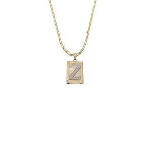 Cordão 50Cm Masculino Feminino Pingente Letra Z Banhado Ouro