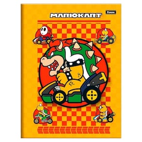 Caderno Brochurão 80Fls Mario Kart Bowser Amarelo Foroni