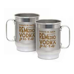 Caneca Alumínio c/ Faixa Fosca 600ML Remédio Na Vodka Pura
