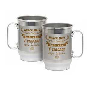 Caneca Alumínio c/ Faixa Fosca 600ML Nunca Mais Vou Tomar