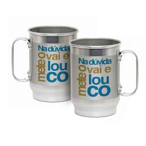 Caneca Alumínio c/ Faixa Fosca 600ML Vai e Mete o Louco