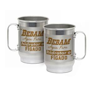 Caneca Alumínio c/ Faixa Fosca 600ML Hidratar o Fígado