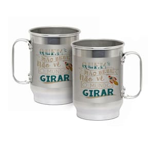 Caneca Alumínio c/ Faixa Fosca 600ML Não Vê o Mundo Girar
