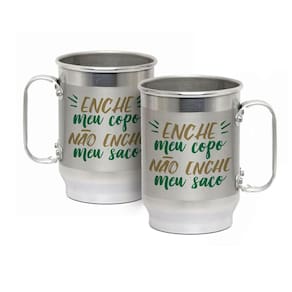 Caneca Alumínio c/ Faixa Fosca 600ML Enche Meu Copo