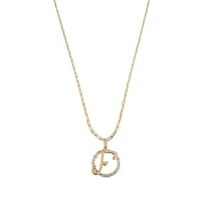 Colar Corrente 50 Cm Feminina Pingente Letra F Banhado Ouro