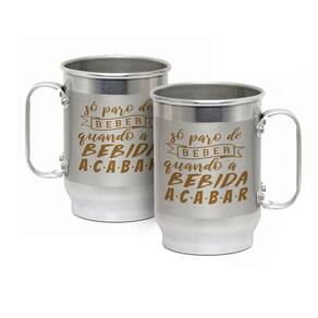 Caneca Alumínio c/ Faixa Fosca 600ML Quando a Bebida Acabar