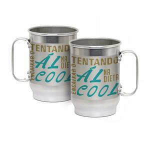 Caneca Alumínio c/ Faixa Fosca 600ML Ácool Na Dieta
