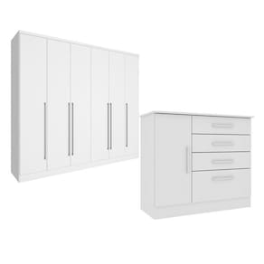Guarda-Roupa 6 Portas Portugal E Comoda 4 Gavetas Chicago Espresso Móveis Neve