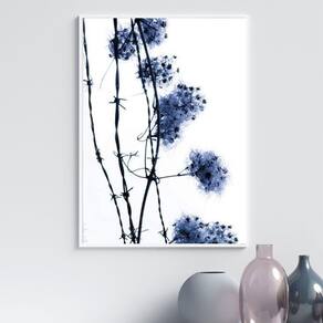 Quadro Fotografia Flores Do Campo Azul 33X24Cm - Com Vidro