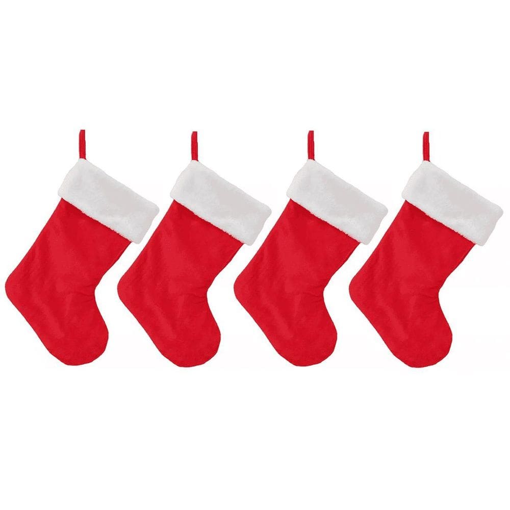Kit 4 Botas Natalina Tradicional Meia Decoração Natal 43Cm