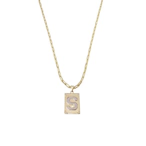 Cordão 45Cm Masculino Feminino Pingente Letra S Banhado Ouro