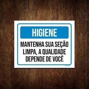 Kit 5 Placas Higiene Mantenha Sua Seção Limpa