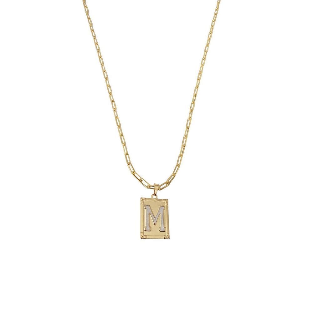 Cordão 60Cm Masculino Feminino Pingente Letra M Banhado Ouro