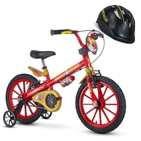 Bicicleta Infantil Aro 16 Homem de Ferro Marvel com Capacete Preto Nathor