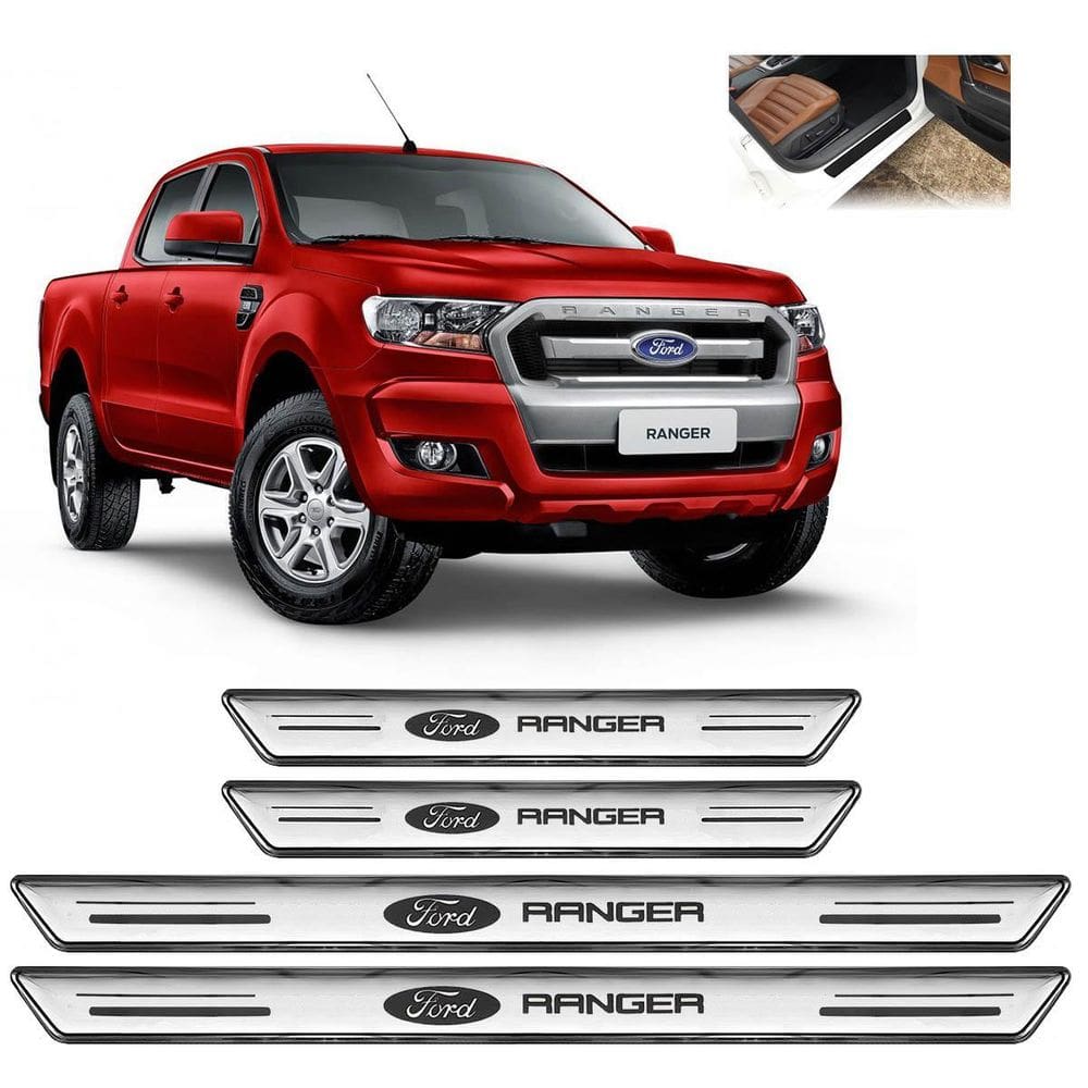 Soleira Platinum Ford Ranger 1995 A 2020 4 Peças Prata Sp162