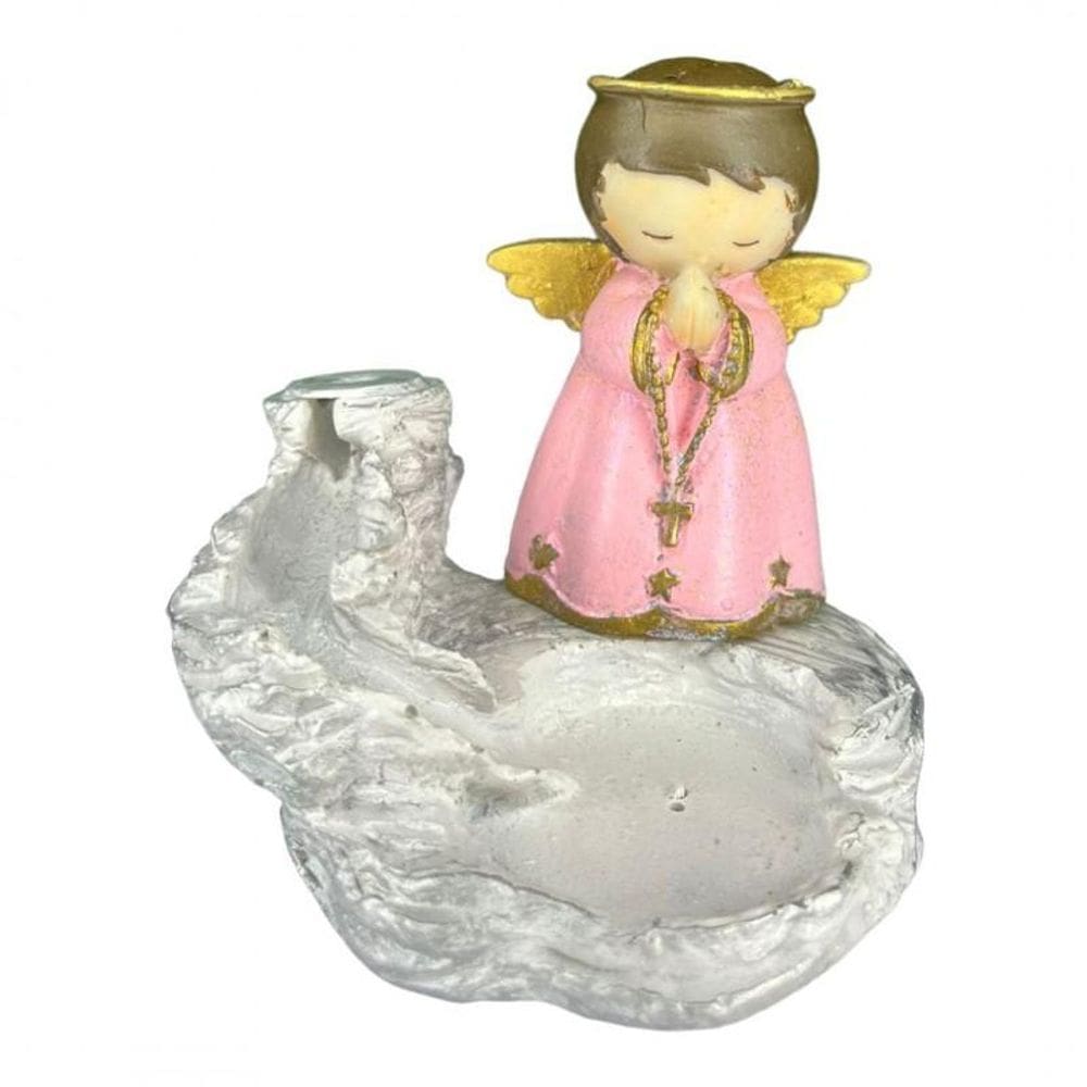 Incensário Cascata Anjo Da Guarda Resina 10Cm- Selecione Cor