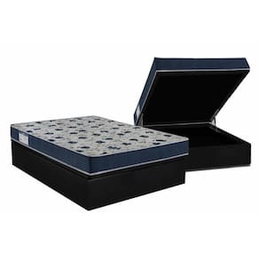 Cama Box Baú Casal: Colchão Anatômico Ortobom D28 ISO 60 Super Firme + Base CRC Courano Black (138x188)