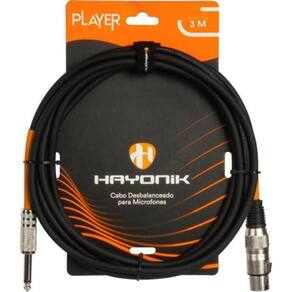 Cabo Para Microfone Player XLR(F) X P10 3m Preto Hayonik [F003]