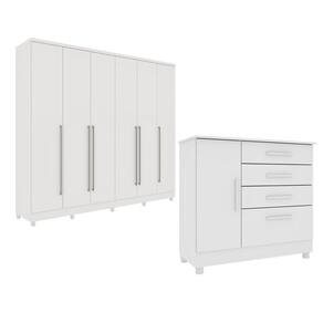 Guarda-Roupa 6 Portas Portugal E Comoda 4 Gavetas  Chicago Com Pés Espresso Móveis Neve