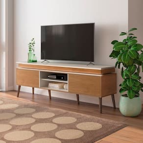 Rack para Tv até 75 Polegadas com Led 2 Portas Fecho Toque Lumina CINAMOMO C/OFF WHITW