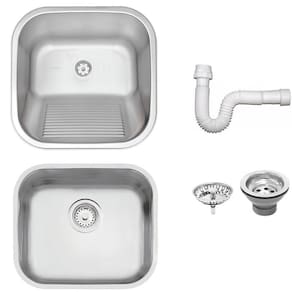 Cuba Tramontina Prime em Aço Inox Acetinado 40X34 cm com Válvula e Tanque Acetinado 40X40 e Sifão 94