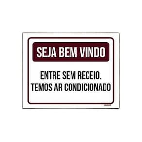 Placa Seja Entre Sem Receio Ar Condicionado 18x23 10un