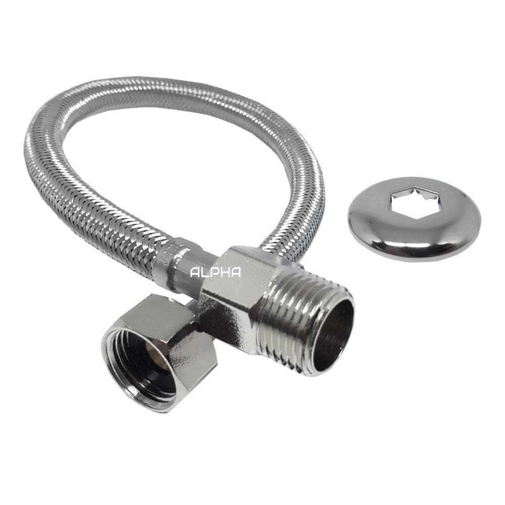Engate Mangueira Flexível Aço Inox 30cm - Alpha Hidrometais