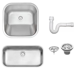Cuba Tramontina Prime em Aço Inox Acetinado 56x34 cm com Válvula e Tanque Acetinado 40x40 e Sifão 94