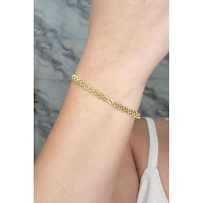 Pulseira Com Fecho Regulável E Corrente Trabalhada Banhado Em Ouro 18k [F027]