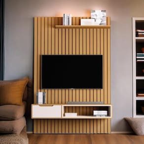 Home para TVs 60" Tucumã Ripado 1.4 Nature JB Móveis