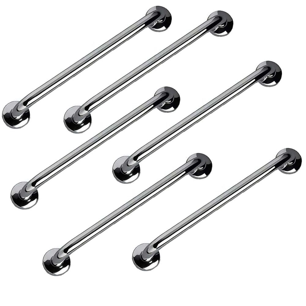 Barra de Apoio 40cm Alça Inox Kit 6 Unidades Idoso Gestante Cadeirante Banheiro Box Acessibilidade Casa Segurança Suporte Corrimao