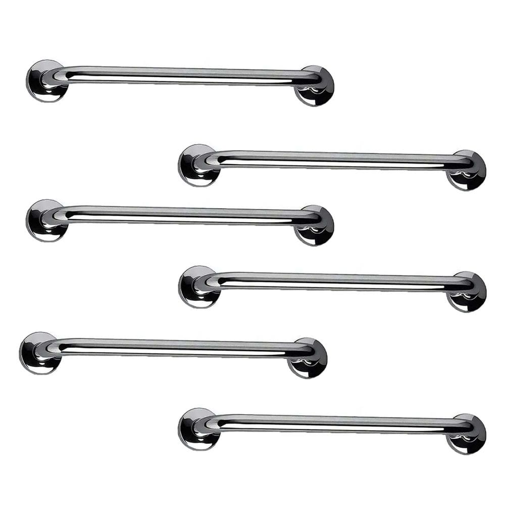 Barra de Apoio 40cm Aço Inox Kit 6 Unidades Cadeirante Idoso Deficiente Banheiro Box Acessibilidade Casa Corrimao Suporte Segurança
