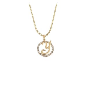 Colar Corrente 45 Cm Feminina Pingente Letra Y Banhado Ouro