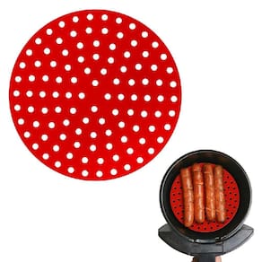 Tapete Protetor Silicone Redondo Vermelho Air Fryer Fritadeira 19cm Wincy