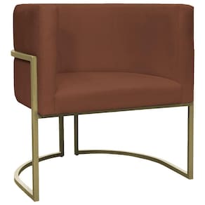 Poltrona Decorativa Recepção Luna Suede Base Ferro Champagne Terracota Suede