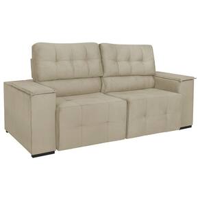 Sofá Cama Retrátil Sala Vicenza Vicenza 210cm Suede Bege