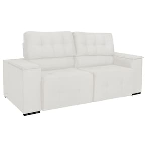 Sofá 3 Lugares Luxo Recepção Escritorio Sala Vicenza 175cm Bouclé Branco