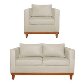 Kit Sofa 2 Lugares E Poltrona Europa Bouclé Adj Decor Bege