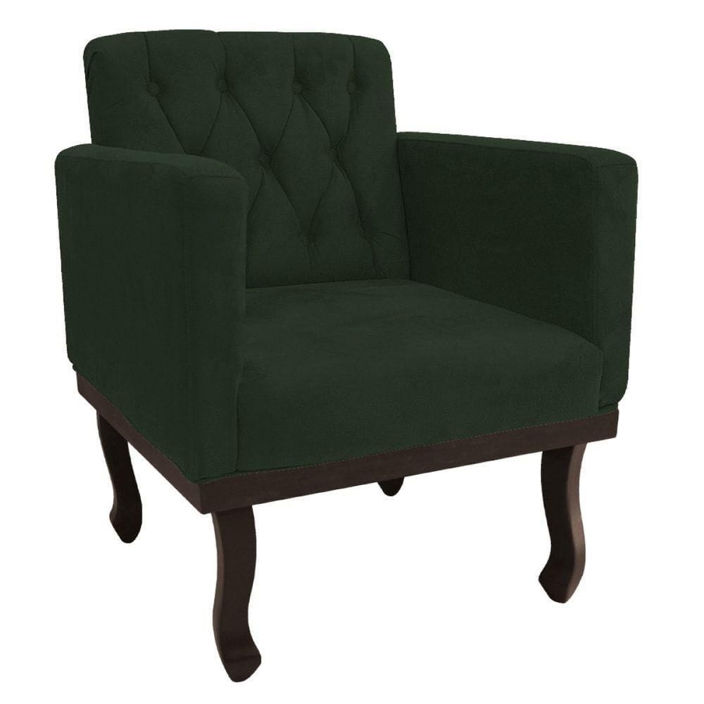 Poltrona Decorativa Classic Pés Luiz Xv Linho Adj Decor Verde