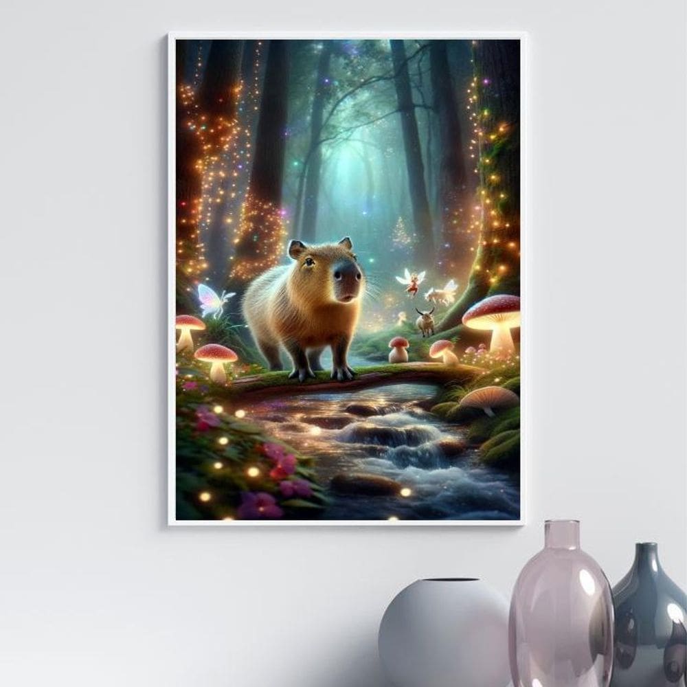 Quadro Decorativo Capivara Encantada 45X34Cm - Com Vidro
