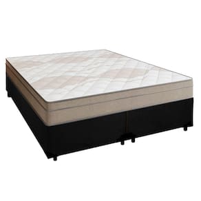 Cama Box Casal Bipartido Suede + Colchão De Molas Ensacadas Portobel Ipanema 138x188x65cm Preto