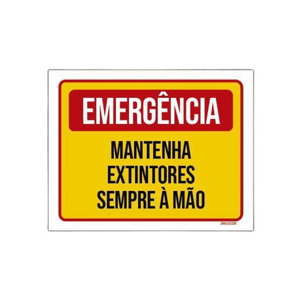 Placa De Sinalização - Emergência Mantenha Extintores 27X35
