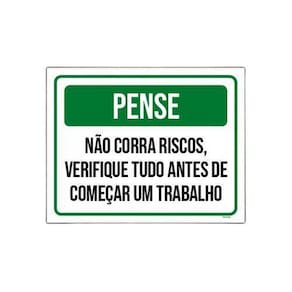 Placa Pense Não Corra Riscos Verifique Tudo 36X46