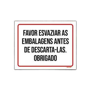 Placa Esvaziar Embalagens Antes De Descartar 18x23cm 10un