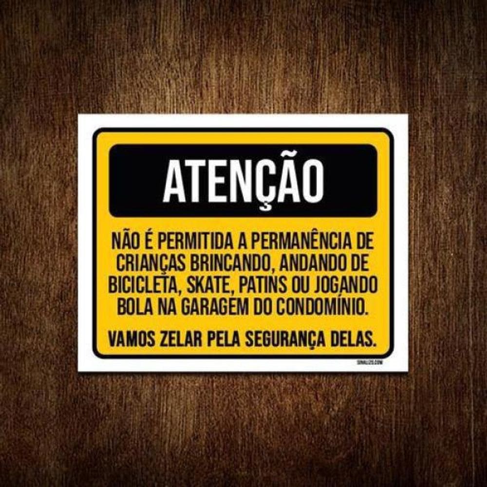 Kit 5 Placas Atenção Vamos Zelar Segurança Crianças Garagem