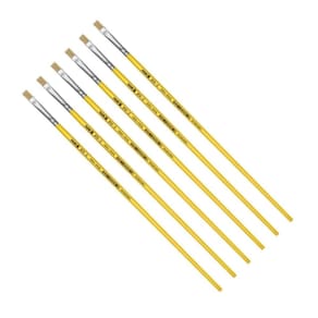 Kit 6 Pincel Chato Longo Cerda Natural 815-2 Nº2 Fino Tigre